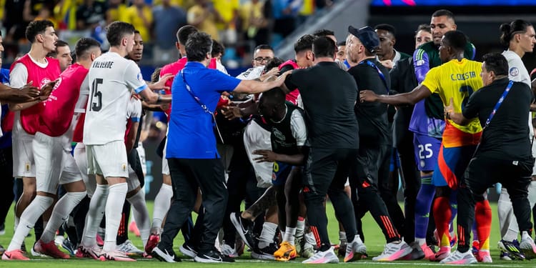 Darwin Nunez brawling with Colombia fans after Copa America loss