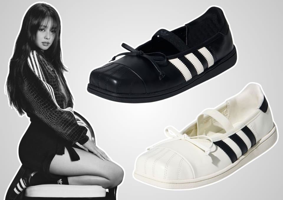 JENNIE x adidas Superstar Square Ballet in black and off white colorways